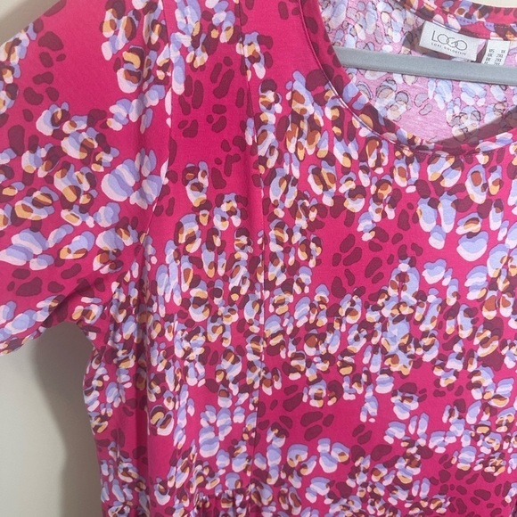 LOGO by Lori Goldstein Midi Dress fuscia animal size 1X - Picture 6 of 7